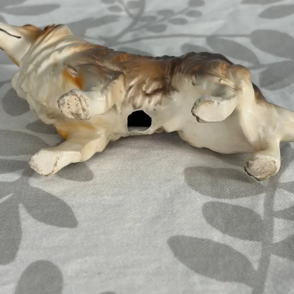 Vintage Ceramic Rough Collie Dog Figurine Hand Painted Lassie Style cottage